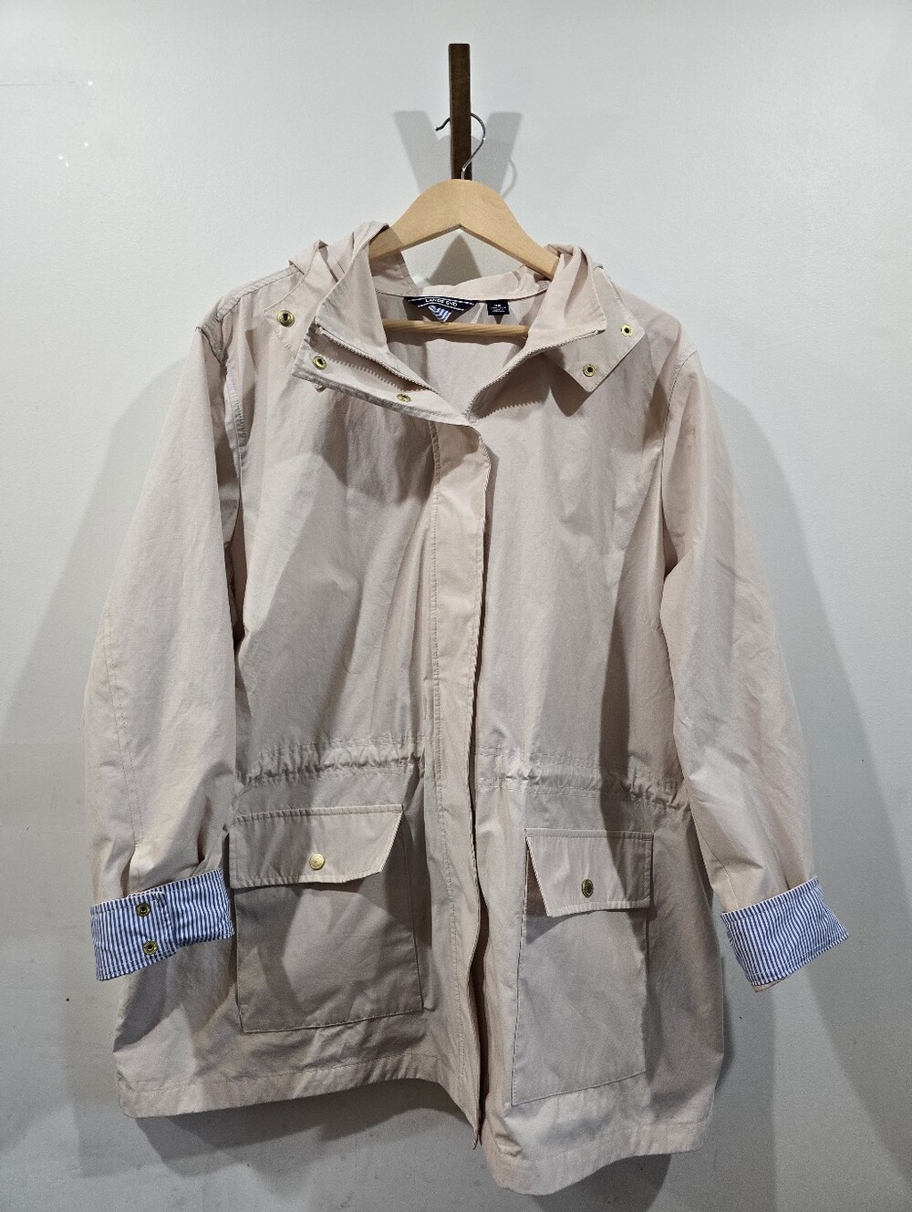 Lands' End 3X Hooded Utility Jacket Gold Snap + Zipper Plus Size